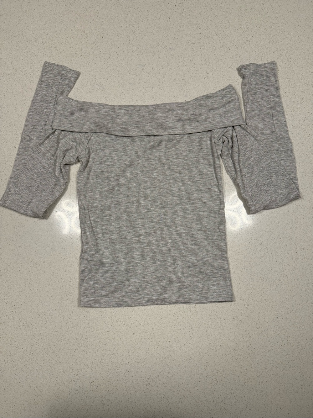 Cotton On Heather Gray Off-Shoulder Ribbed Top